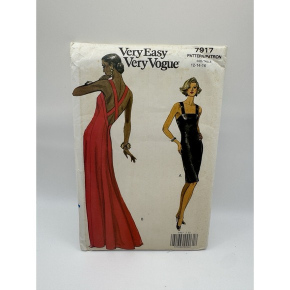 Vogue Other - Vogue 7917 Very Easy Evening Gown Dress Pattern Sz 12-14-16‎ Uncut 1990 Formal